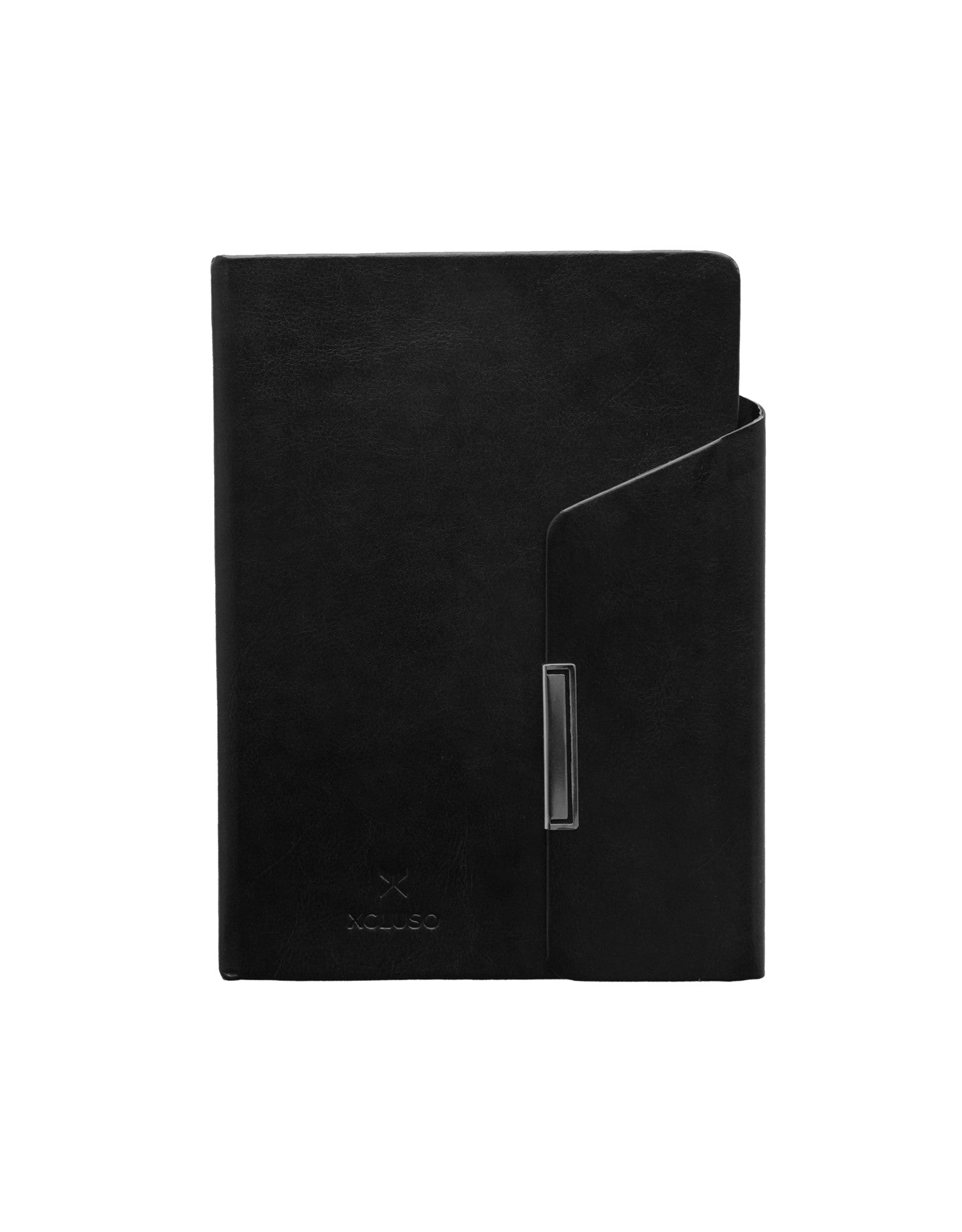 A5 Vegan Leather 649 Black Flap Non Dated Diary - 80 gsm