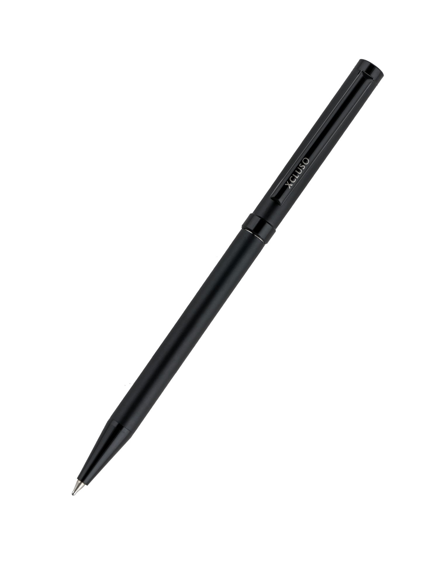 Xcluso Matt Black Metal Ballpoint Pen with black clip and imported german ink refill. Thin Metal pen. Pen with smooth writing. Pens for Gifting