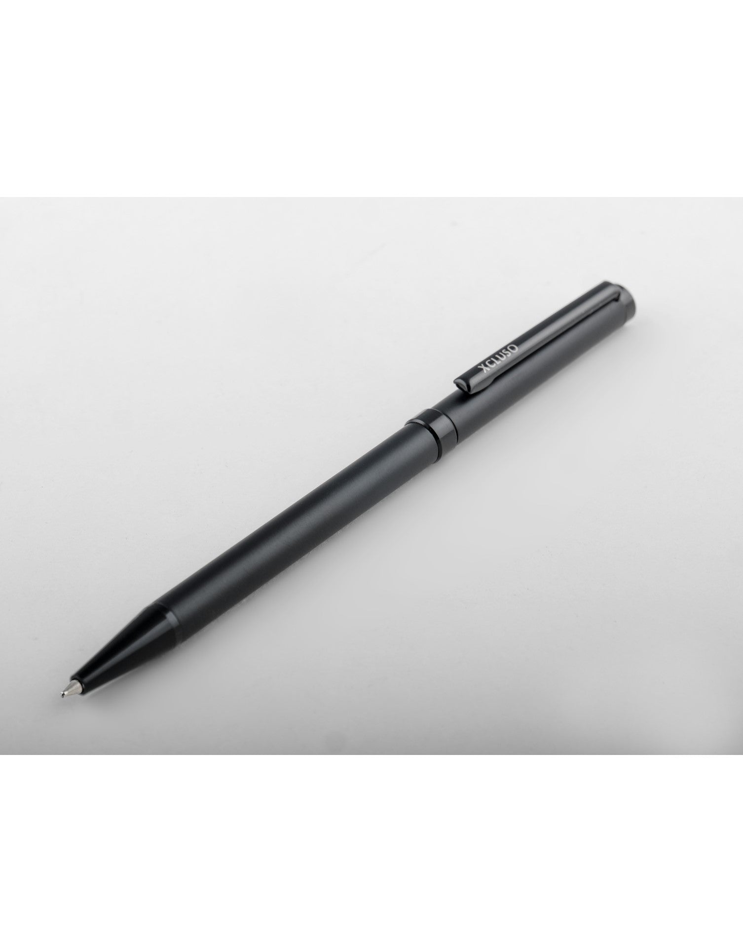 Xcluso Matt Black Metal Ballpoint Pen with black clip and imported german ink refill. Thin Metal pen. Pen with smooth writing. Pens for Gifting