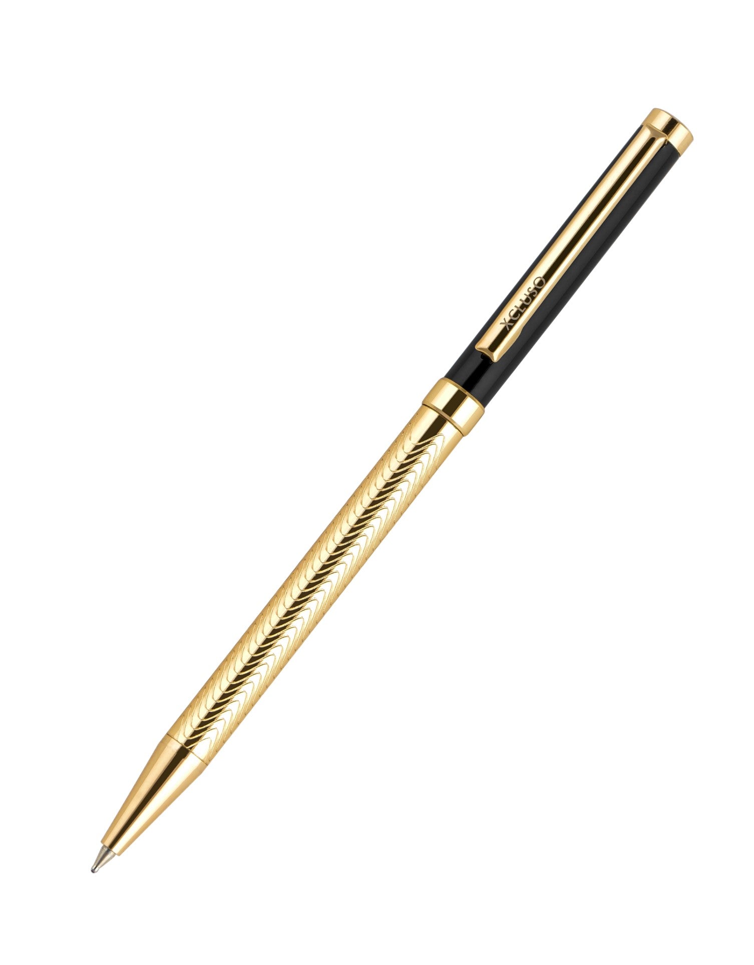 Xcluso Gold Designer Metal Ballpoint Pen with gold clip and imported german ink refill. Thin Metal pen. Pen with smooth writing. Pens for Gifting
