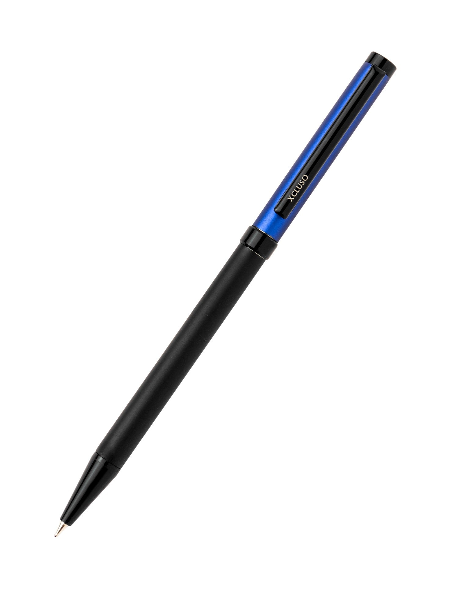 Xcluso Metallic Blue Metal Ballpoint Pen with black clip and imported german ink refill. Thin Metal pen. Pen with smooth writing. Pens for Gifting