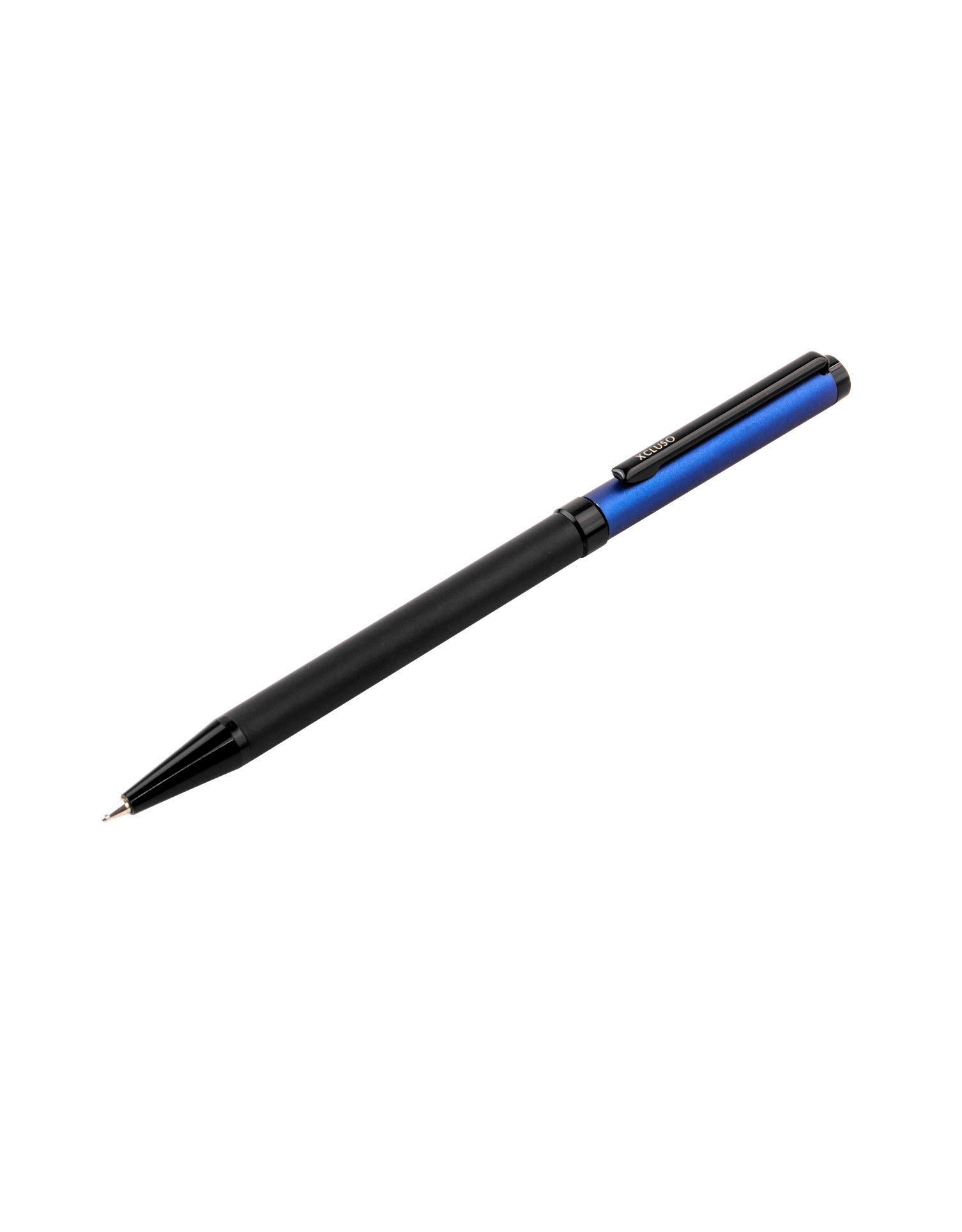 Xcluso Metallic Blue Metal Ballpoint Pen with black clip and imported german ink refill. Thin Metal pen. Pen with smooth writing. Pens for Gifting