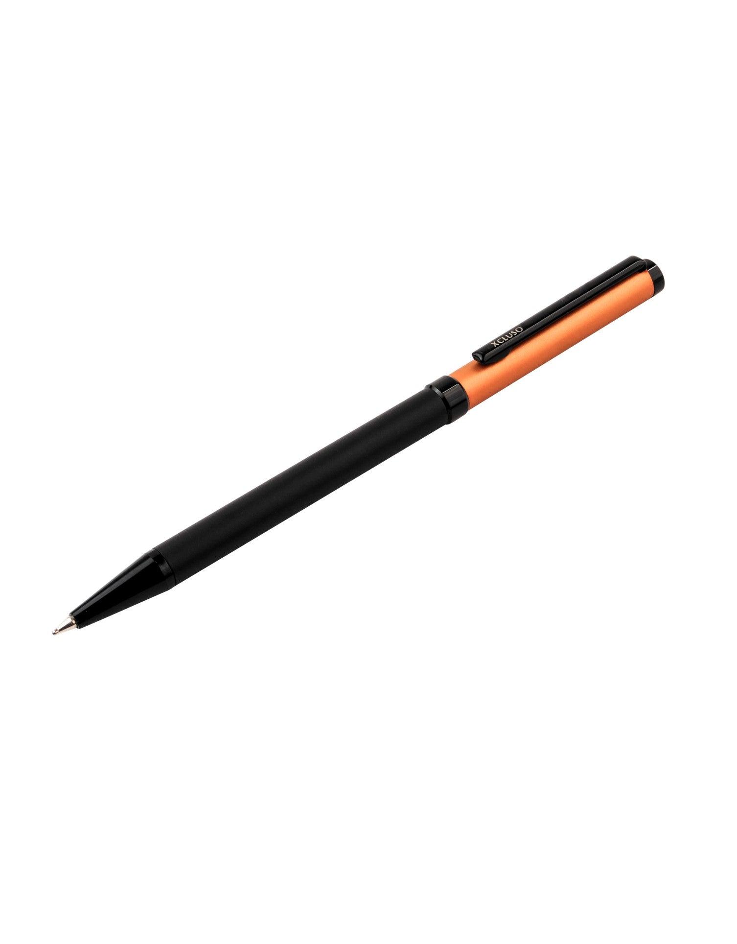 Xcluso Metallic Orange Metal Ballpoint Pen with black clip and imported german ink refill. Thin Metal pen. Pen with smooth writing. Pens for Gifting