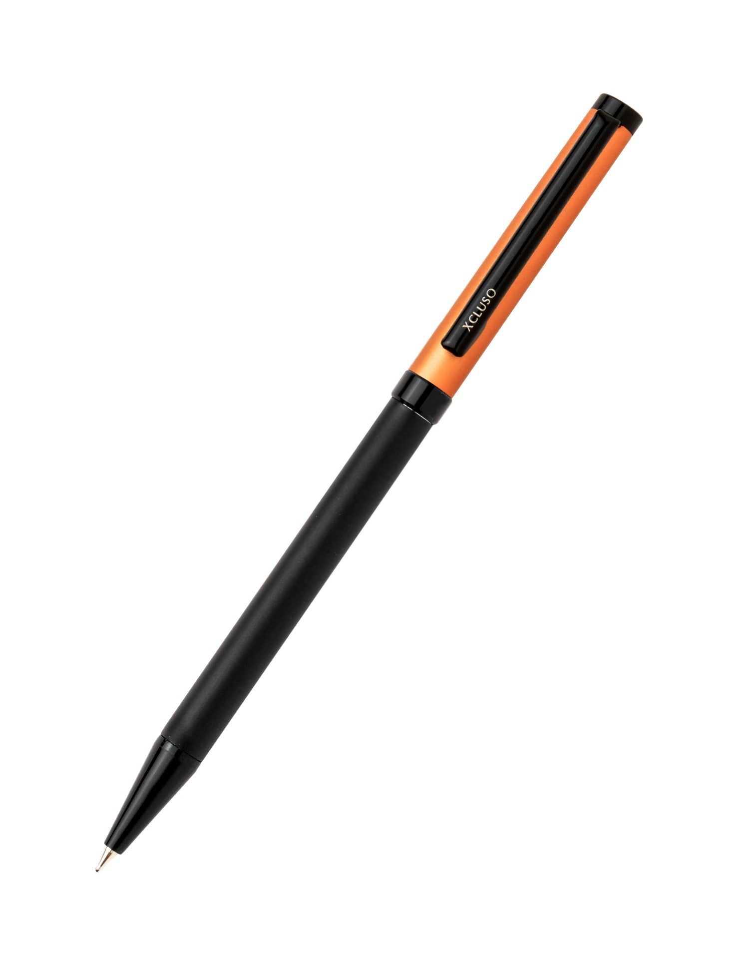 Xcluso Metallic Orange Metal Ballpoint Pen with black clip and imported german ink refill. Thin Metal pen. Pen with smooth writing. Pens for Gifting
