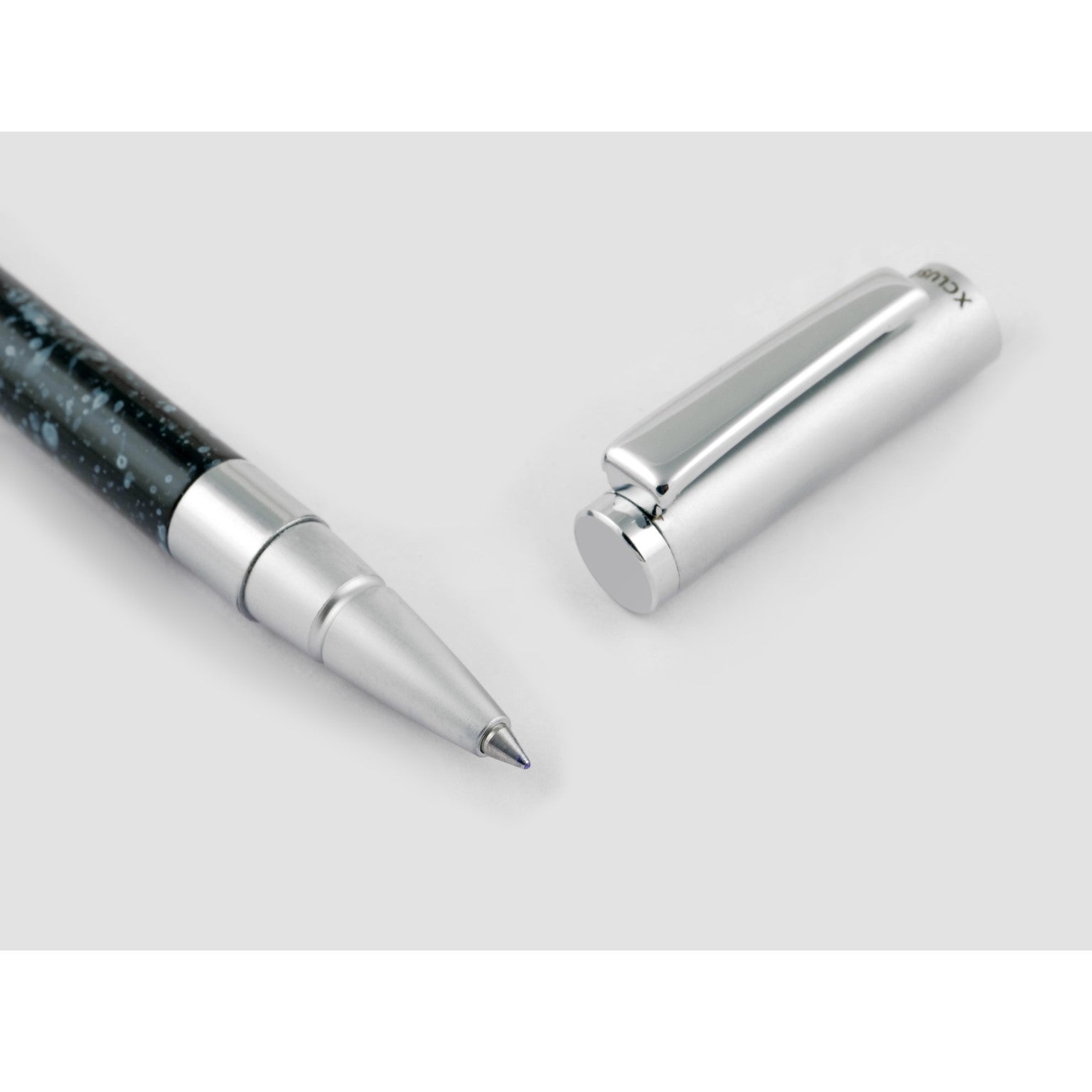 Xcluso Black Marble Metal Roller Pen with Chrome clip and imported german refill