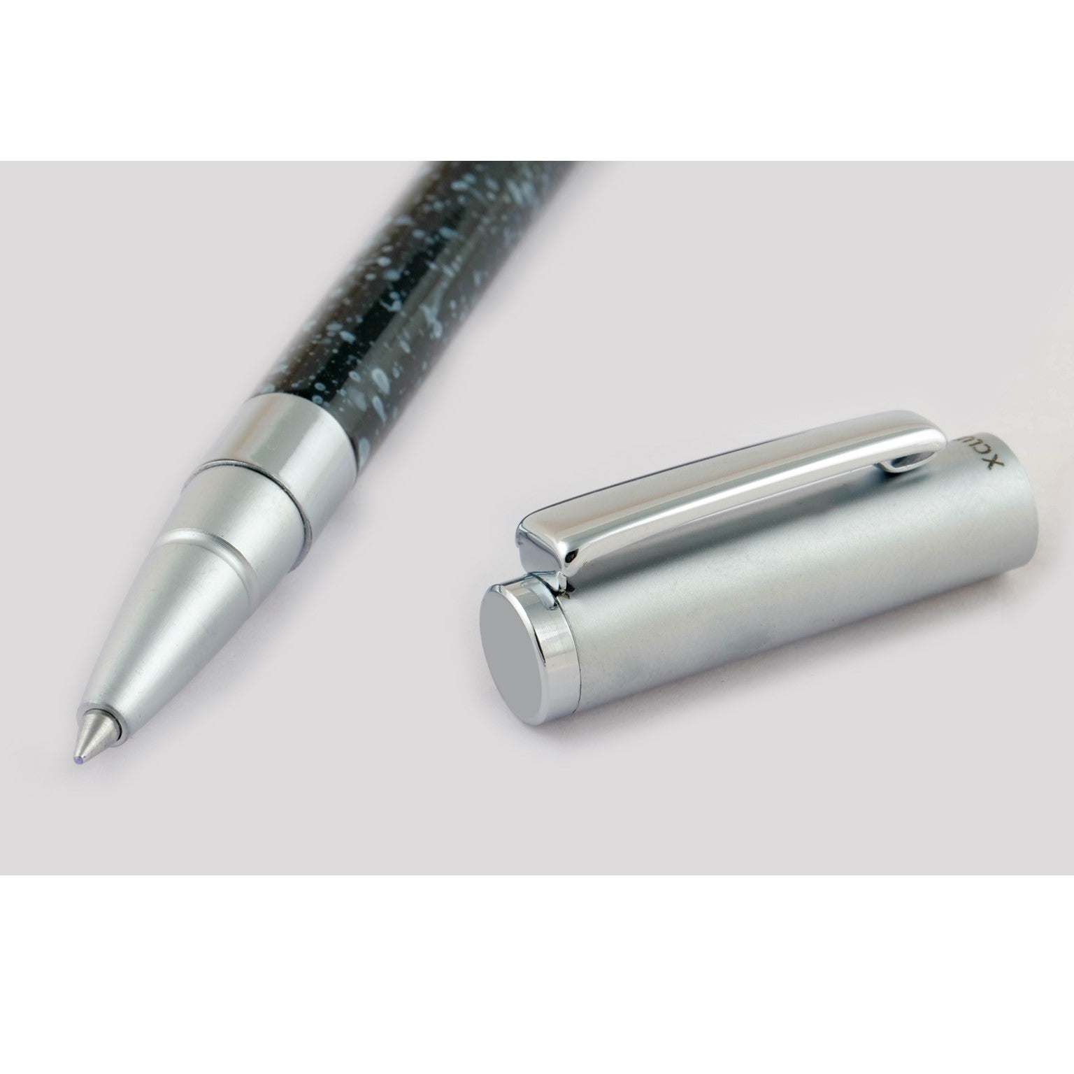 Xcluso Black Marble Metal Roller Pen with Chrome clip and imported german refill