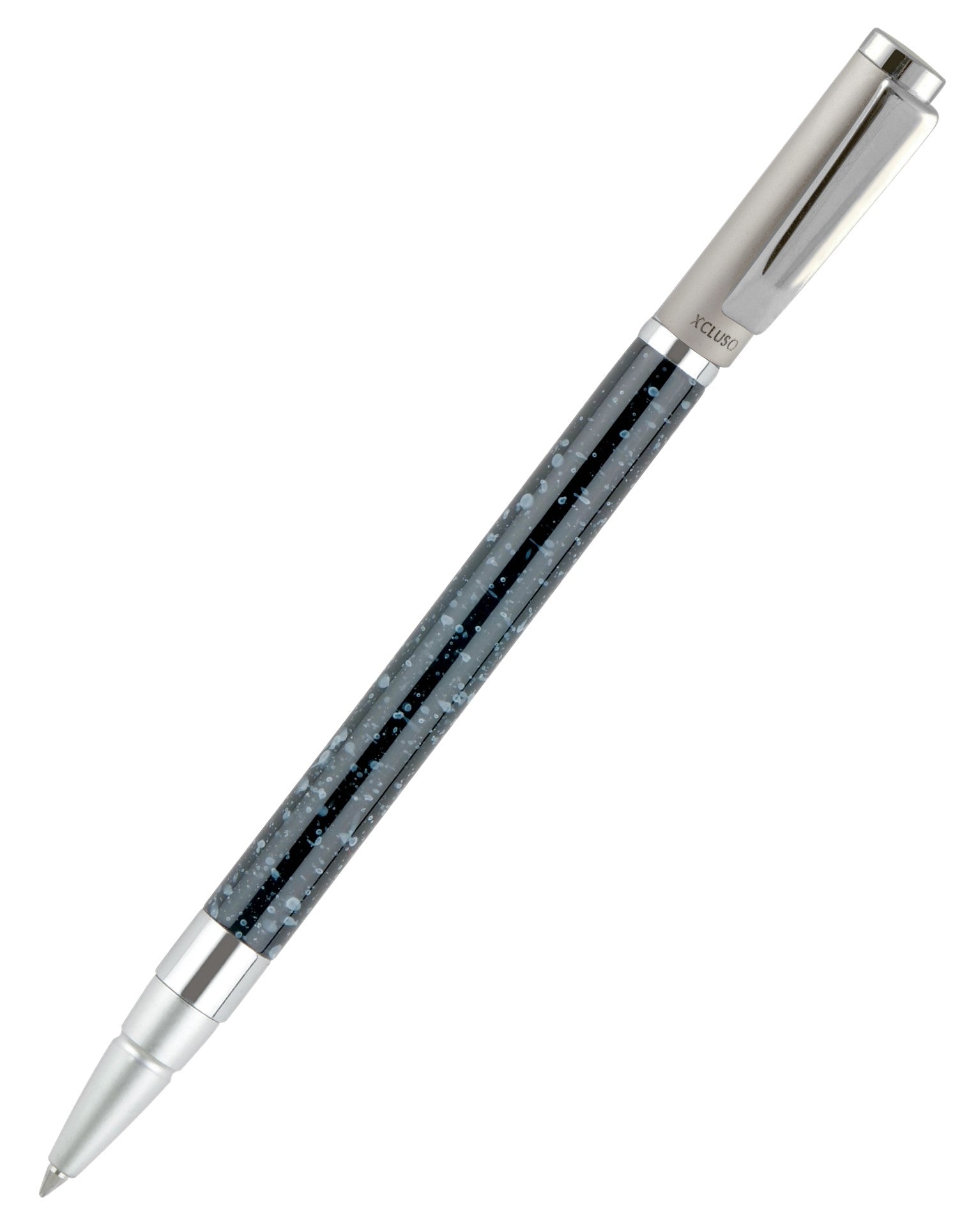 Xcluso Black Marble Metal Roller Pen with Chrome clip and imported german refill