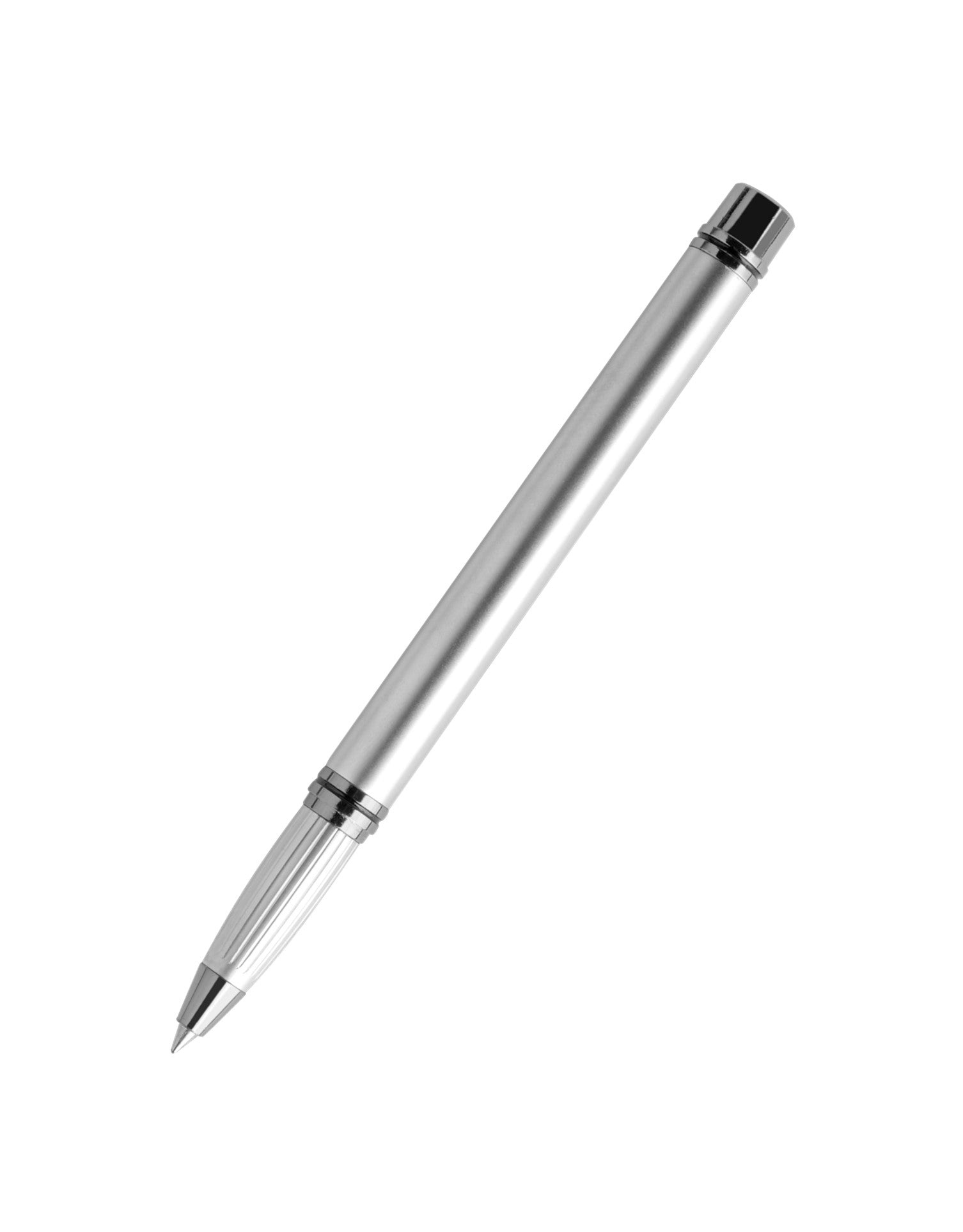 Xcluso Silver Glossy Metal Roller Pen with Gunmetal clip and imported german refill with magnetic cap