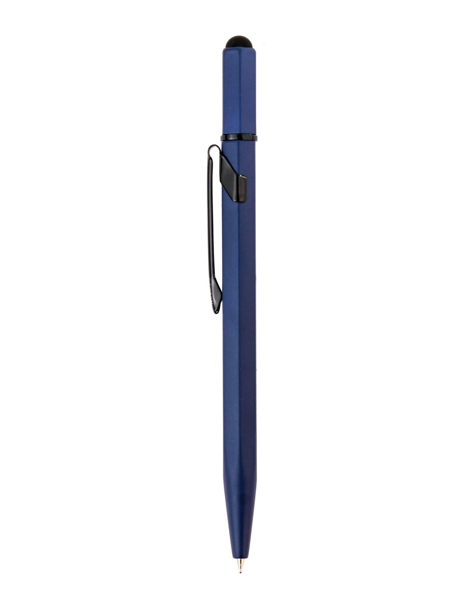 Xcluso Matt Blue Metal Ballpoint Pen with black clip and imported german ink refill. Pen with smooth writing. Pen with stylus. Pens for Gifting