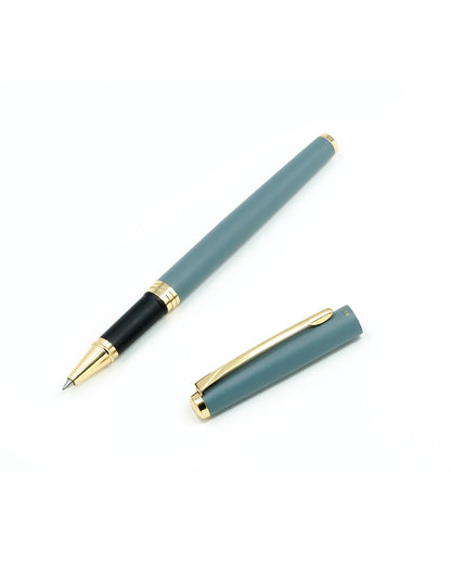 Xcluso Grey Metal Roller Pen with gold clip and imported german refill